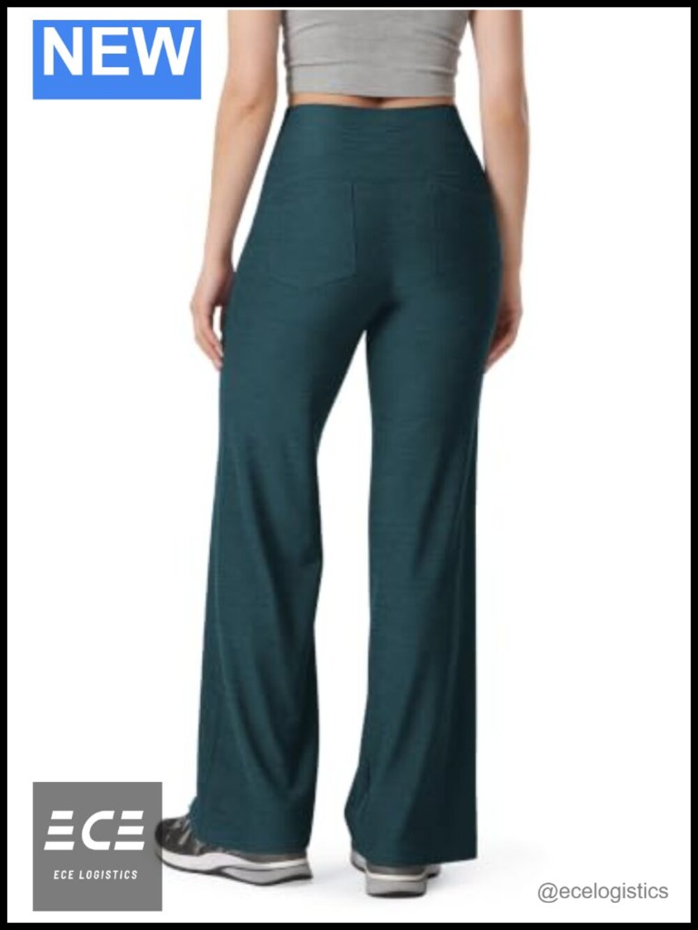 Wide Leg Tummy Control High Waist Work Pants with Pockets 31 Inseam